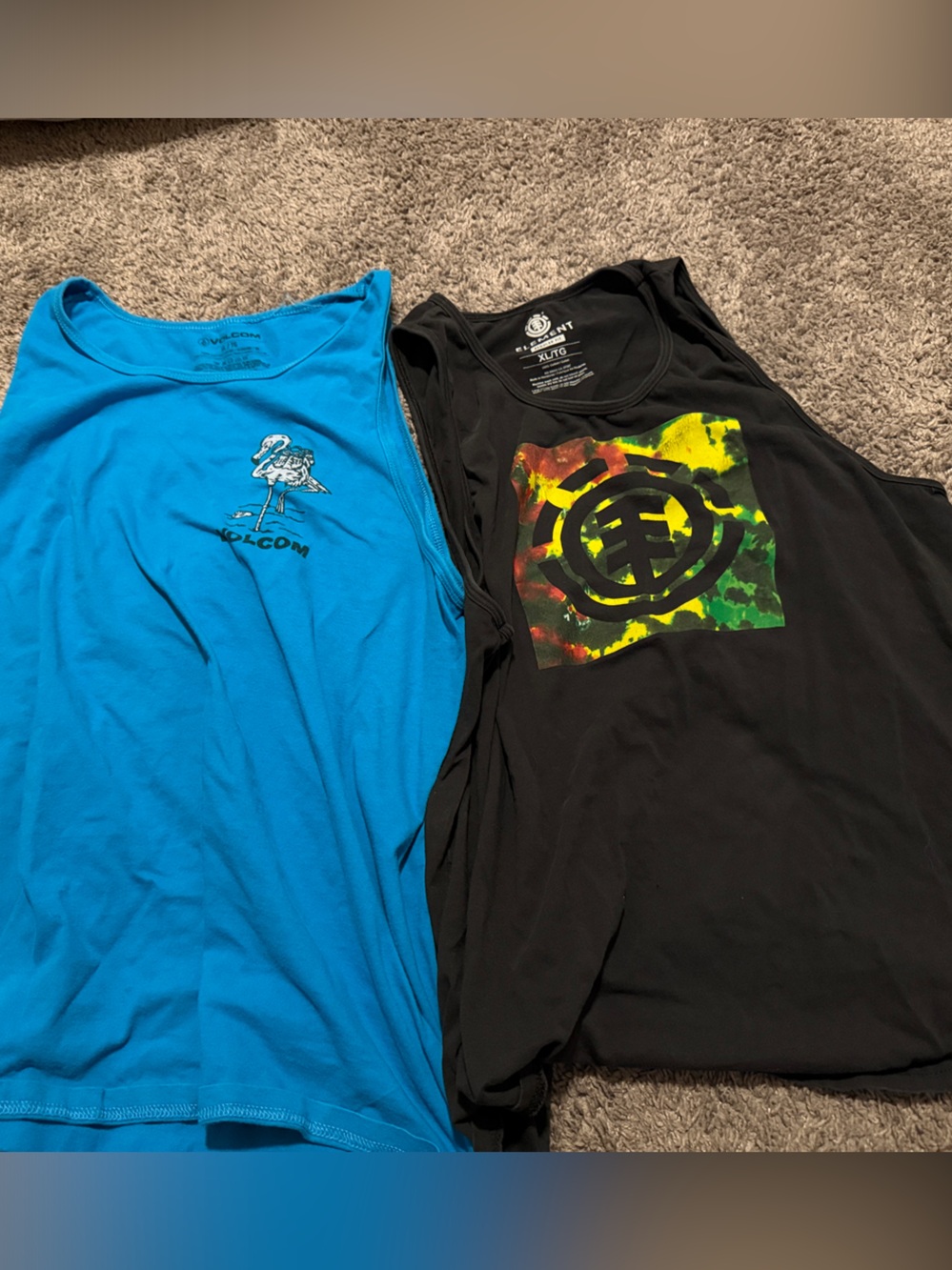 Volcom blue mens tank top XL and Black Element Tank top XL